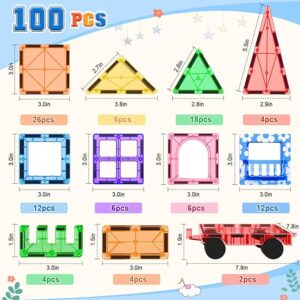 100pcs magnetic tiles stem building toys set with 2 cars